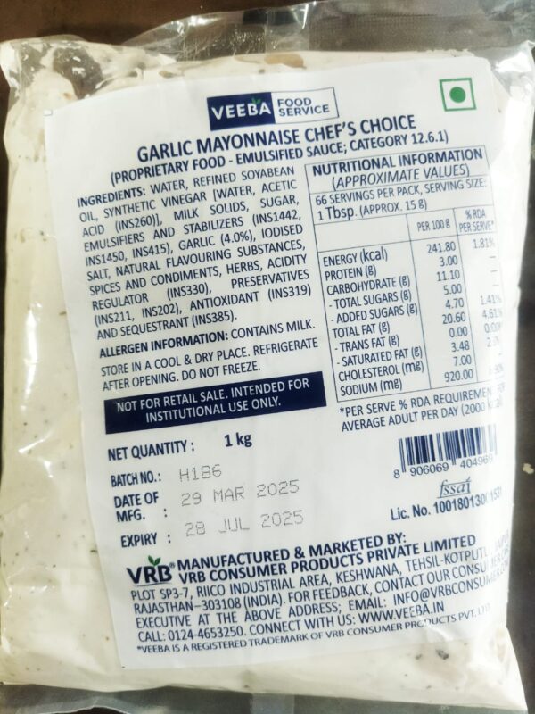 VH GARLIC MAYO CHEF'S CHOICE( 1 KG)